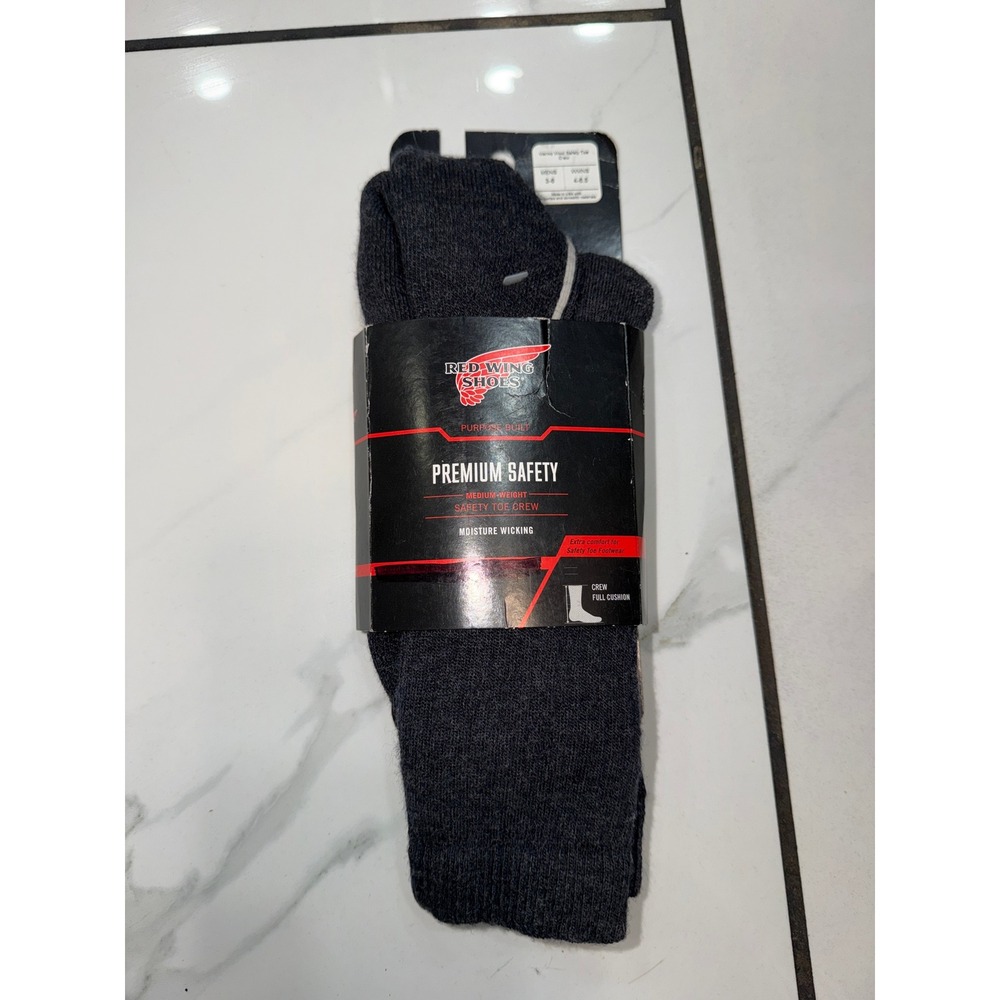 Red Wing Shoes Premium Safety Merino Wool Crew Socks Gray Mens 3-6 Womens 4-6.5